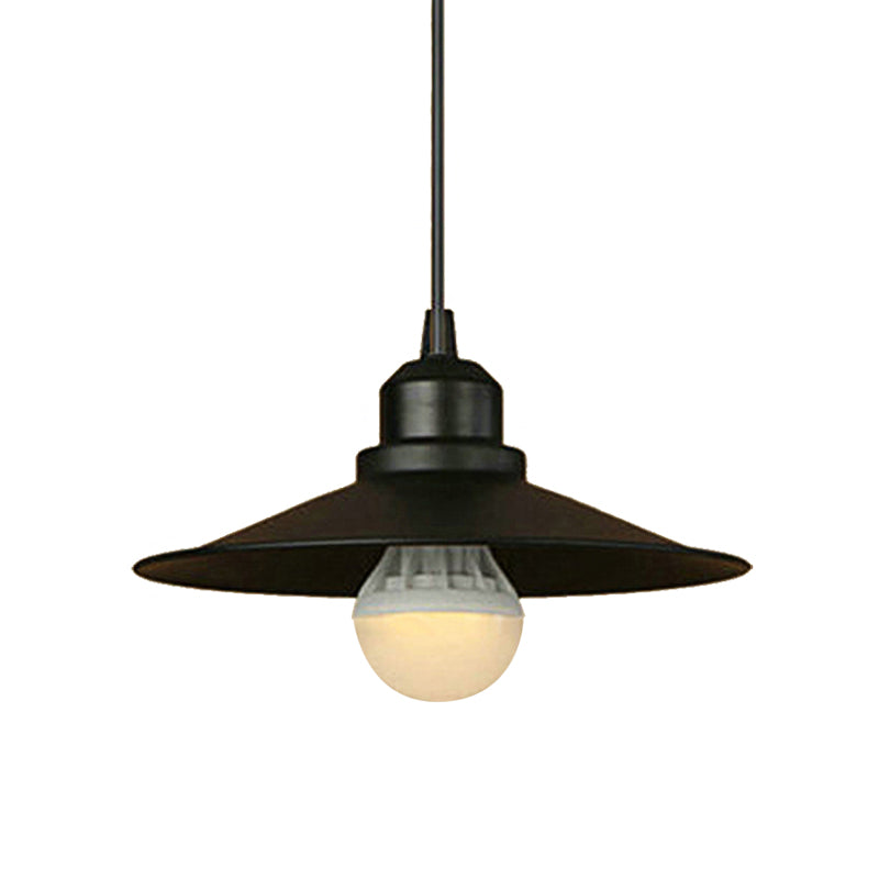 Industrial Flared Ceiling Pendant Light 1 Bulb Metallic Hanging Lamp in Black for Dining Table Clearhalo 'Art Deco Pendants' 'Black' 'Cast Iron' 'Ceiling Lights' 'Ceramic' 'Crystal' 'Industrial Pendants' 'Industrial' 'Metal' 'Middle Century Pendants' 'Pendant Lights' 'Pendants' 'Rustic Pendants' 'Tiffany' Lighting' 144206
