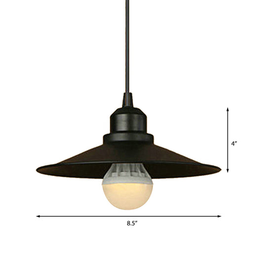 Industrial Flared Ceiling Pendant Light 1 Bulb Metallic Hanging Lamp in Black for Dining Table Clearhalo 'Art Deco Pendants' 'Black' 'Cast Iron' 'Ceiling Lights' 'Ceramic' 'Crystal' 'Industrial Pendants' 'Industrial' 'Metal' 'Middle Century Pendants' 'Pendant Lights' 'Pendants' 'Rustic Pendants' 'Tiffany' Lighting' 144207