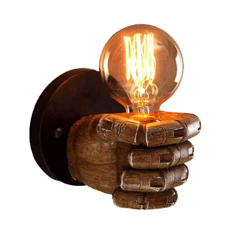 1 Head Wall Light with Right/Left Hand Shade Wood Industrial Style Living Room Sconce Light Fixture in Brown Clearhalo 'Art deco wall lights' 'Cast Iron' 'Glass' 'Industrial wall lights' 'Industrial' 'Middle century wall lights' 'Modern' 'Rustic wall lights' 'Tiffany' 'Traditional wall lights' 'Wall Lamps & Sconces' 'Wall Lights' Lighting' 144273