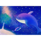 Blue-Purple Whales Wall Mural Starry Night Childrens Art Waterproof Wall Covering Clearhalo 'Wall Decor' 'Wall Mural' 1442743