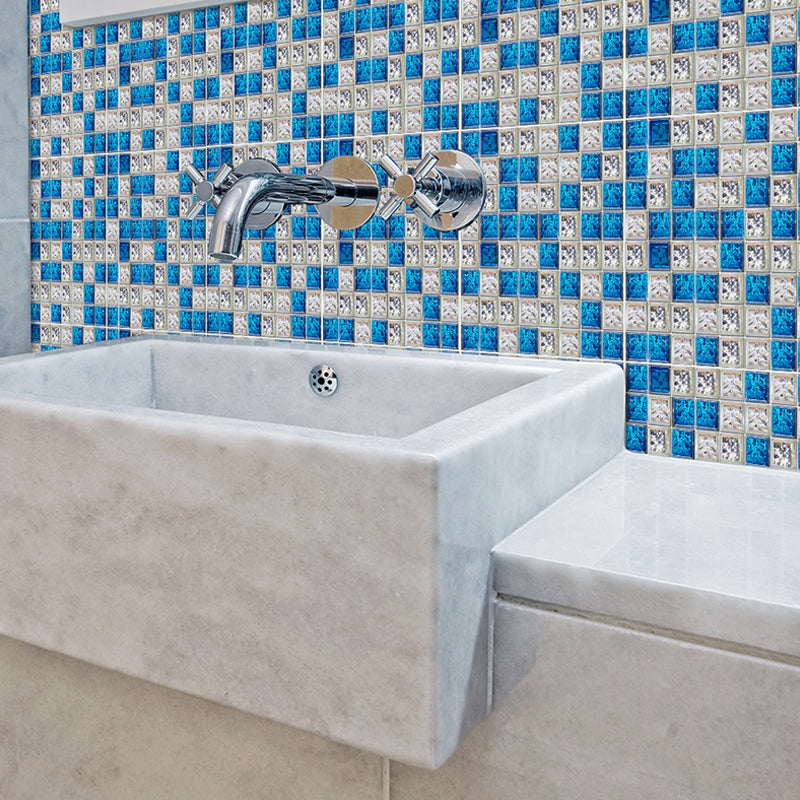 Bright Mosaic Tile Look Wallpaper Panels for Kitchen Construction Wall Covering, 6.1-sq ft, Adhesive Clearhalo 'Wall Decor' 'Wallpaper' 1442753