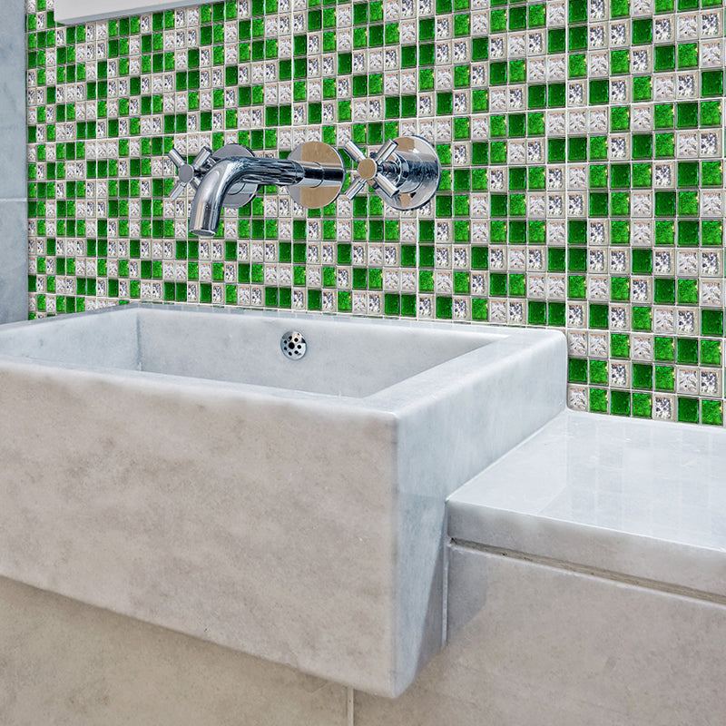 Bright Mosaic Tile Look Wallpaper Panels for Kitchen Construction Wall Covering, 6.1-sq ft, Adhesive Clearhalo 'Wall Decor' 'Wallpaper' 1442758