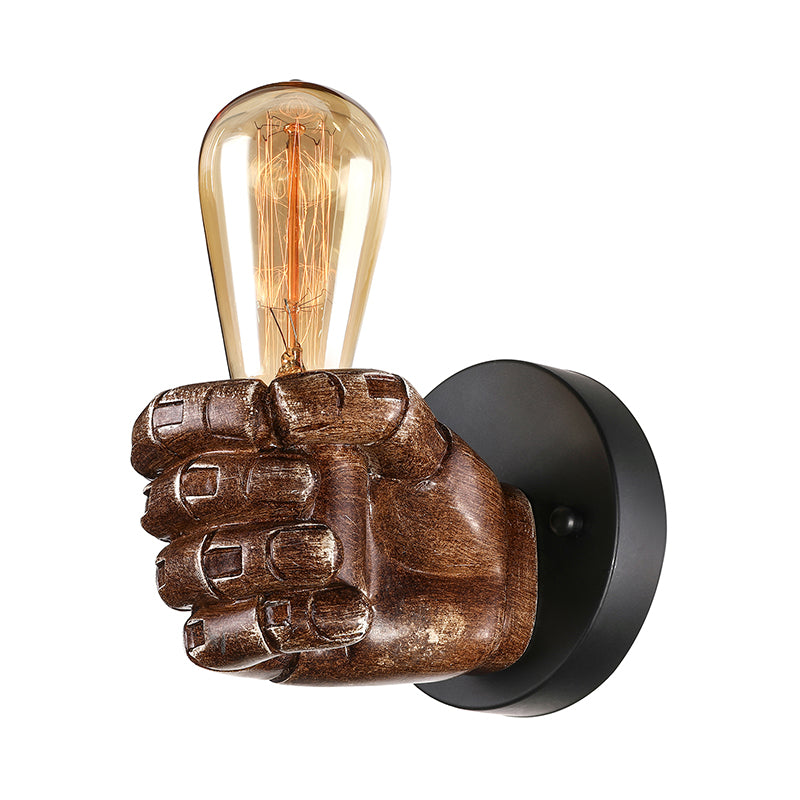 1 Head Wall Light with Right/Left Hand Shade Wood Industrial Style Living Room Sconce Light Fixture in Brown Clearhalo 'Art deco wall lights' 'Cast Iron' 'Glass' 'Industrial wall lights' 'Industrial' 'Middle century wall lights' 'Modern' 'Rustic wall lights' 'Tiffany' 'Traditional wall lights' 'Wall Lamps & Sconces' 'Wall Lights' Lighting' 144278