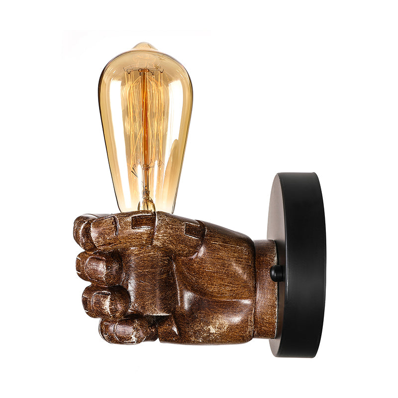 1 Head Wall Light with Right/Left Hand Shade Wood Industrial Style Living Room Sconce Light Fixture in Brown Clearhalo 'Art deco wall lights' 'Cast Iron' 'Glass' 'Industrial wall lights' 'Industrial' 'Middle century wall lights' 'Modern' 'Rustic wall lights' 'Tiffany' 'Traditional wall lights' 'Wall Lamps & Sconces' 'Wall Lights' Lighting' 144279