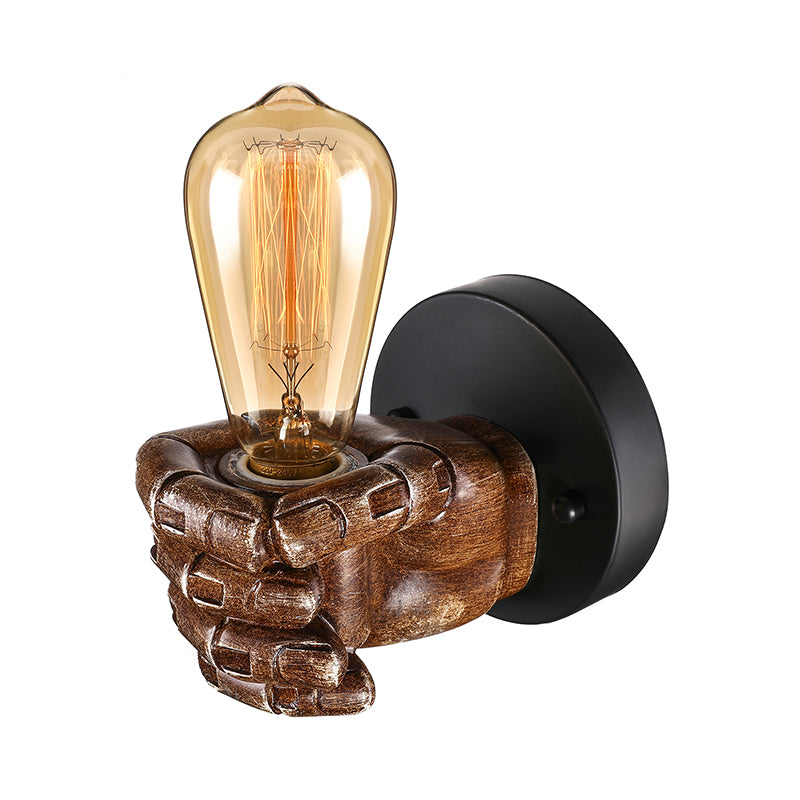 1 Head Wall Light with Right/Left Hand Shade Wood Industrial Style Living Room Sconce Light Fixture in Brown Clearhalo 'Art deco wall lights' 'Cast Iron' 'Glass' 'Industrial wall lights' 'Industrial' 'Middle century wall lights' 'Modern' 'Rustic wall lights' 'Tiffany' 'Traditional wall lights' 'Wall Lamps & Sconces' 'Wall Lights' Lighting' 144281