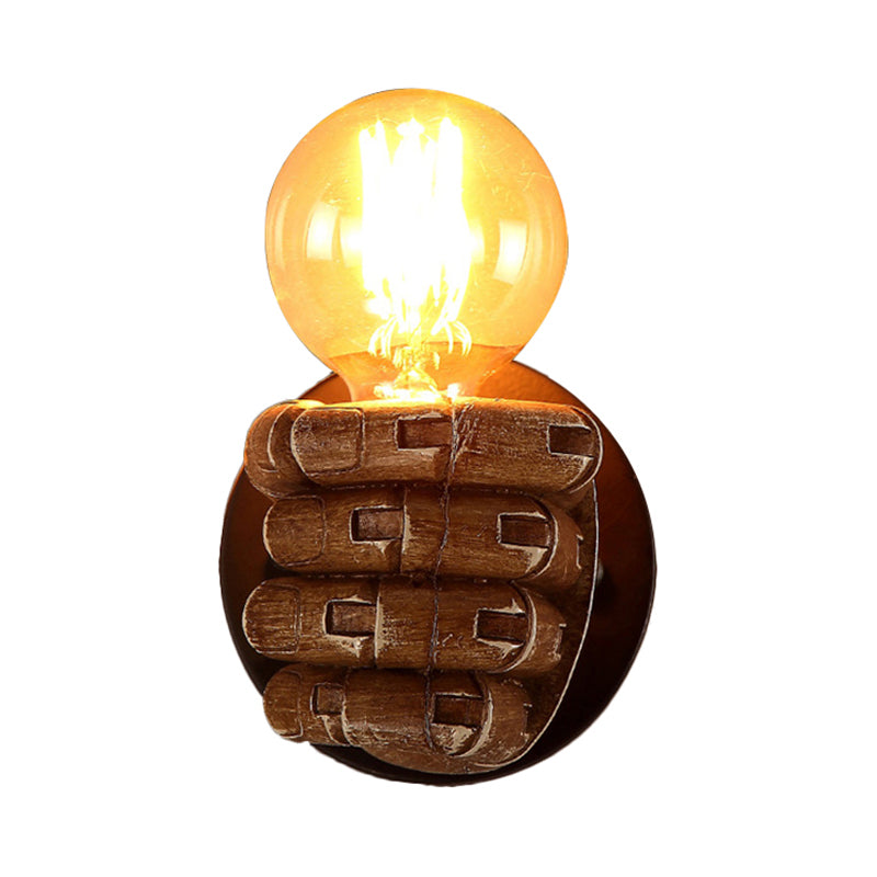 1 Head Wall Light with Right/Left Hand Shade Wood Industrial Style Living Room Sconce Light Fixture in Brown Clearhalo 'Art deco wall lights' 'Cast Iron' 'Glass' 'Industrial wall lights' 'Industrial' 'Middle century wall lights' 'Modern' 'Rustic wall lights' 'Tiffany' 'Traditional wall lights' 'Wall Lamps & Sconces' 'Wall Lights' Lighting' 144282