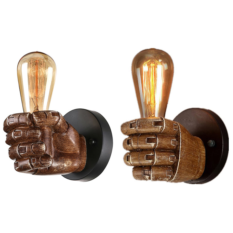 1 Head Wall Light with Right/Left Hand Shade Wood Industrial Style Living Room Sconce Light Fixture in Brown Clearhalo 'Art deco wall lights' 'Cast Iron' 'Glass' 'Industrial wall lights' 'Industrial' 'Middle century wall lights' 'Modern' 'Rustic wall lights' 'Tiffany' 'Traditional wall lights' 'Wall Lamps & Sconces' 'Wall Lights' Lighting' 144283