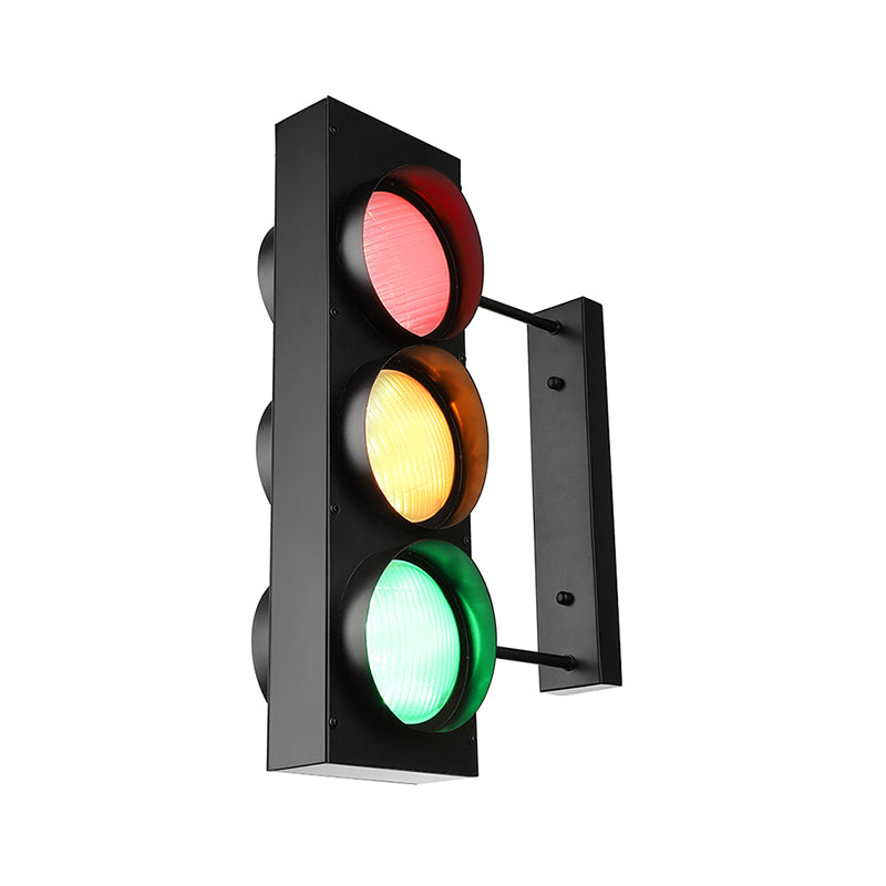 Creative Traffic Light Wall Mount Light 3 Lights Industrial LED Wall Lighting in Black for Bar Clearhalo 'Wall Lamps & Sconces' 'Wall Lights' Lighting' 144304
