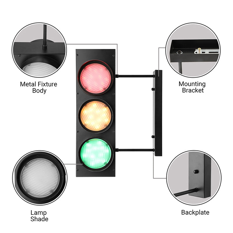 Creative Traffic Light Wall Mount Light 3 Lights Industrial LED Wall Lighting in Black for Bar Clearhalo 'Wall Lamps & Sconces' 'Wall Lights' Lighting' 144307