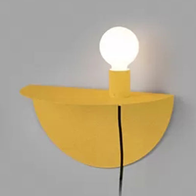 Open Bulb Kids Bedroom Wall Light with Half-Circle Metal 1 Light Nordic Style Sconce Light Yellow Clearhalo 'Wall Lamps & Sconces' 'Wall Lights' Lighting' 14432