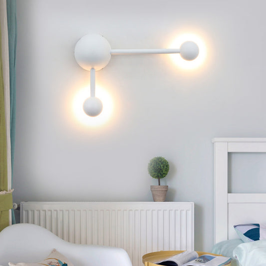 1/2 Lights Bedroom Wall Sconce with Molecular Acrylic Shade White Reading Wall Lamp in Warm/White Light 2.0 White Clearhalo 'Modern wall lights' 'Modern' 'Wall Lamps & Sconces' 'Wall Lights' Lighting' 144323