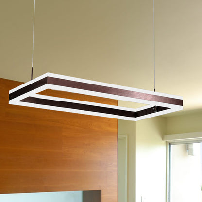 Brown Rectangular LED Chandelier Contemporary 1/2/3-Light Acrylic Ceiling Pendant in Warm/White Light 1 Coffee Clearhalo 'Ceiling Lights' 'Chandeliers' 'Modern Chandeliers' 'Modern' Lighting' 144378
