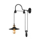 1 Bulb Flat Wall Mounted Lamp Industrial Style Black Metallic Adjustable Wall Lighting Fixture with Pulley Design Clearhalo 'Art deco wall lights' 'Cast Iron' 'Glass' 'Industrial wall lights' 'Industrial' 'Middle century wall lights' 'Modern' 'Rustic wall lights' 'Tiffany' 'Traditional wall lights' 'Wall Lamps & Sconces' 'Wall Lights' Lighting' 144384