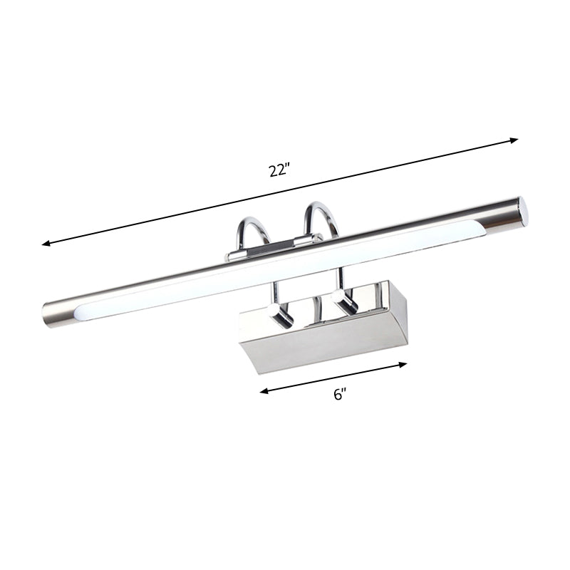 18"/22" W Cylindrical Wall Lamp Contemporary Style Acrylic and Metal LED Nickel Finish Vanity Light in Warm/White Light Clearhalo 'Cast Iron' 'Glass' 'Industrial' 'Modern wall lights' 'Modern' 'Tiffany' 'Traditional wall lights' 'Vanity Lights' 'Wall Lights' Lighting' 144428