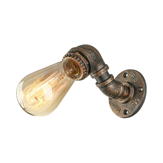 1 Light Sconce Wall Light with Pipe Design Wrought Iron Industrial Rustic Stairway Sconce Lighting in Copper/Bronze Clearhalo 'Art deco wall lights' 'Cast Iron' 'Glass' 'Industrial wall lights' 'Industrial' 'Middle century wall lights' 'Modern' 'Rustic wall lights' 'Tiffany' 'Traditional wall lights' 'Wall Lamps & Sconces' 'Wall Lights' Lighting' 144464
