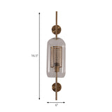 Silver/Gold Cylindrical Wall Sconce Industrial 1 Light Smoke Glass Wall Mount Light Fixture, 5"/6" Wide Clearhalo 'Cast Iron' 'Glass' 'Industrial' 'Modern wall lights' 'Modern' 'Tiffany' 'Traditional wall lights' 'Wall Lamps & Sconces' 'Wall Lights' Lighting' 144506