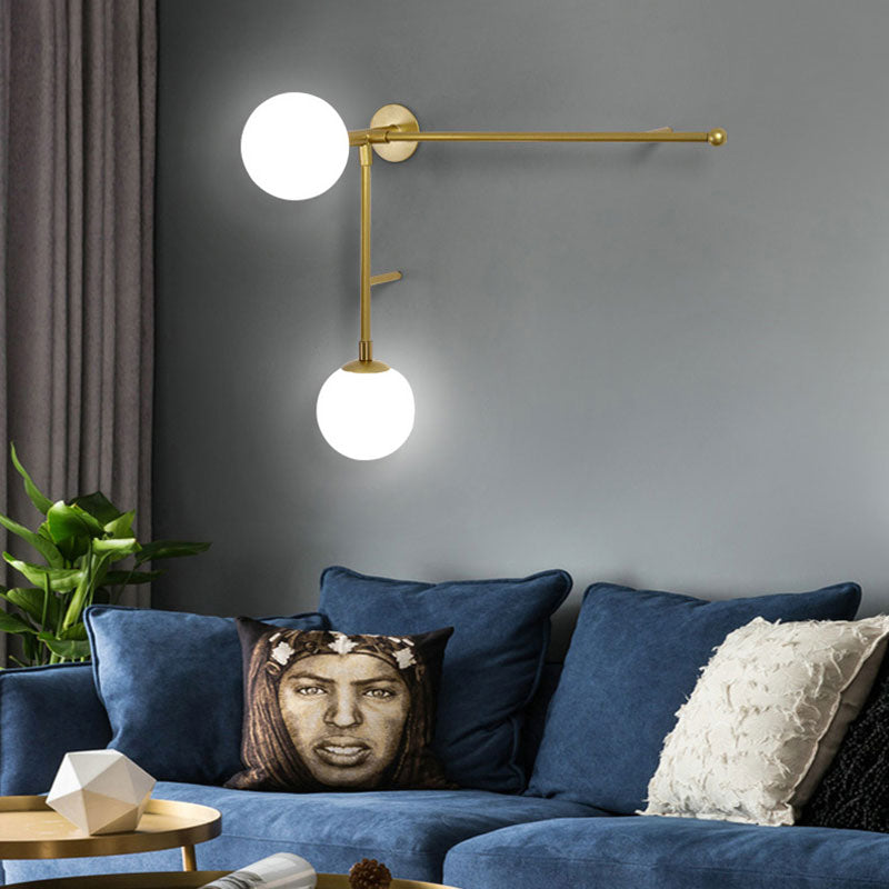 2/4 Lights Crossed Lines Wall Mounted Light Post Modern Glass Shade Wall Lamp in Black/Gold Clearhalo 'Cast Iron' 'Glass' 'Industrial' 'Modern wall lights' 'Modern' 'Tiffany' 'Traditional wall lights' 'Wall Lamps & Sconces' 'Wall Lights' Lighting' 144614