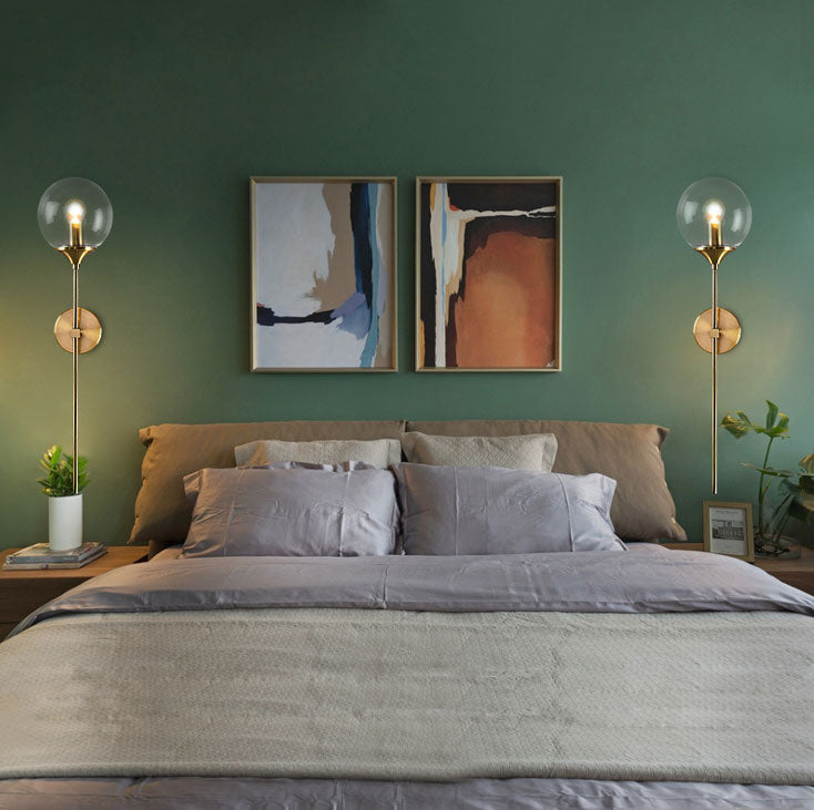 Clear/Smoke/Amber Glass Round Sconce Lamp Modernist 1 Light Wall Mounted Light in Gold for Living Room Clearhalo 'Cast Iron' 'Glass' 'Industrial' 'Modern wall lights' 'Modern' 'Tiffany' 'Traditional wall lights' 'Wall Lamps & Sconces' 'Wall Lights' Lighting' 144638