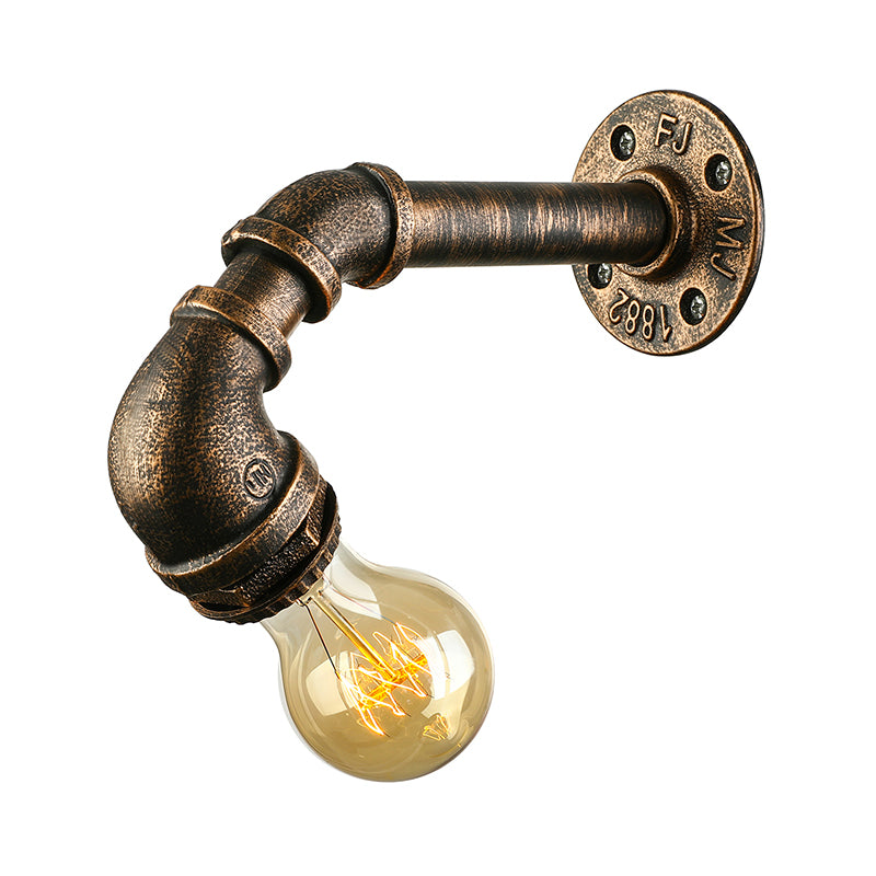 Wrought Iron Bronze Wall Mount Light with Water Pipe 1 Light Industrial Mini Sconce Lighting Clearhalo 'Art deco wall lights' 'Cast Iron' 'Glass' 'Industrial wall lights' 'Industrial' 'Middle century wall lights' 'Modern' 'Rustic wall lights' 'Tiffany' 'Traditional wall lights' 'Wall Lamps & Sconces' 'Wall Lights' Lighting' 144705