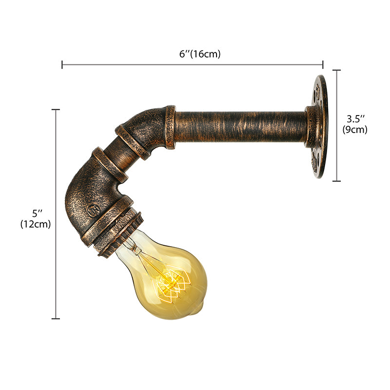 Wrought Iron Bronze Wall Mount Light with Water Pipe 1 Light Industrial Mini Sconce Lighting Clearhalo 'Art deco wall lights' 'Cast Iron' 'Glass' 'Industrial wall lights' 'Industrial' 'Middle century wall lights' 'Modern' 'Rustic wall lights' 'Tiffany' 'Traditional wall lights' 'Wall Lamps & Sconces' 'Wall Lights' Lighting' 144706