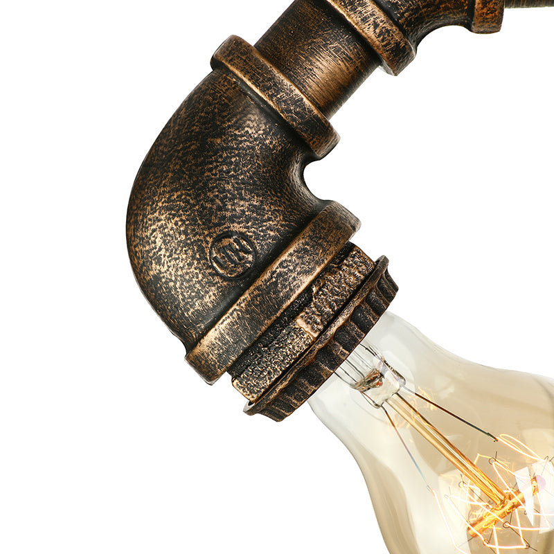 Wrought Iron Bronze Wall Mount Light with Water Pipe 1 Light Industrial Mini Sconce Lighting Clearhalo 'Art deco wall lights' 'Cast Iron' 'Glass' 'Industrial wall lights' 'Industrial' 'Middle century wall lights' 'Modern' 'Rustic wall lights' 'Tiffany' 'Traditional wall lights' 'Wall Lamps & Sconces' 'Wall Lights' Lighting' 144708