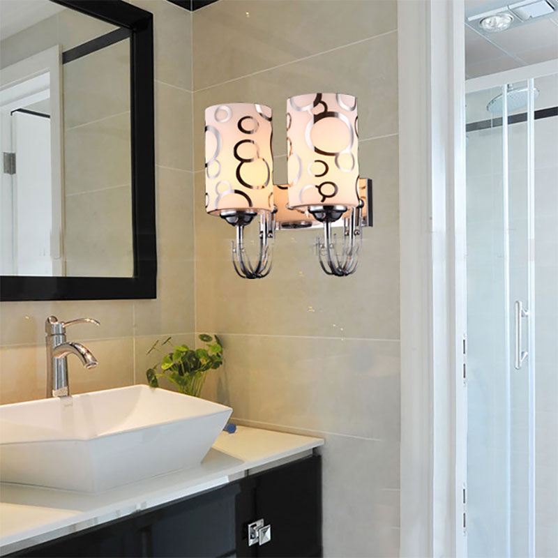 Glass Cylinder Shade Wall Sconce 1/2-Lights Modern Wall Lamp in Chrome Finish for Bedside Clearhalo 'Cast Iron' 'Glass' 'Industrial' 'Modern wall lights' 'Modern' 'Tiffany' 'Traditional wall lights' 'Wall Lamps & Sconces' 'Wall Lights' Lighting' 144728