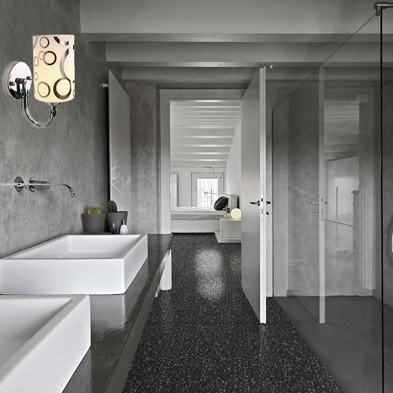 Glass Cylinder Shade Wall Sconce 1/2-Lights Modern Wall Lamp in Chrome Finish for Bedside Clearhalo 'Cast Iron' 'Glass' 'Industrial' 'Modern wall lights' 'Modern' 'Tiffany' 'Traditional wall lights' 'Wall Lamps & Sconces' 'Wall Lights' Lighting' 144733