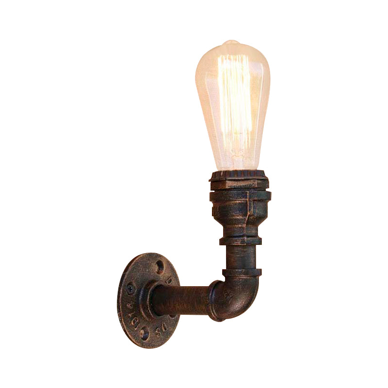Curved Pipe Metal Wall Lighting Industrial Stylish 1 Bulb Bedroom Wall Sconce Light in Antique Bronze Clearhalo 'Art deco wall lights' 'Cast Iron' 'Glass' 'Industrial wall lights' 'Industrial' 'Middle century wall lights' 'Modern' 'Rustic wall lights' 'Tiffany' 'Traditional wall lights' 'Wall Lamps & Sconces' 'Wall Lights' Lighting' 144765