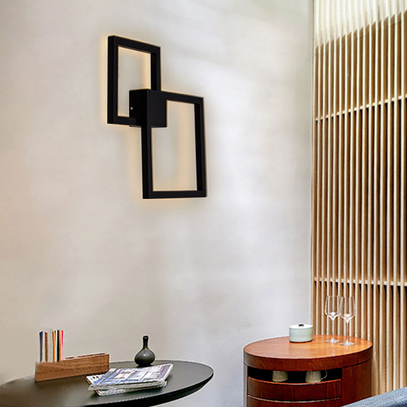 LED Dining Room Sconce Light with Picture-Frame Acrylic Shade Black/White Wall Lighting Ideas in Warm/White Light Clearhalo 'Cast Iron' 'Glass' 'Industrial' 'Modern wall lights' 'Modern' 'Tiffany' 'Traditional wall lights' 'Wall Lamps & Sconces' 'Wall Lights' Lighting' 144789