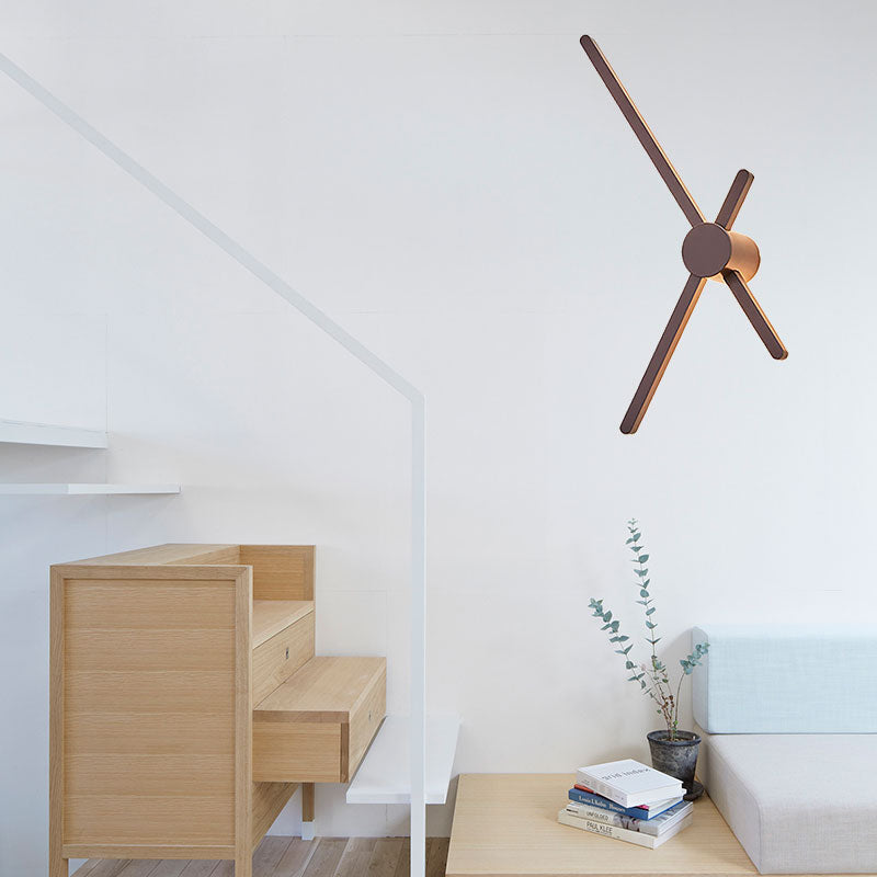 Crossed Lines Sconce Wall Light Metal Post Modern Wall Lamp in Brown for Living Room Clearhalo 'Cast Iron' 'Glass' 'Industrial' 'Modern wall lights' 'Modern' 'Tiffany' 'Traditional wall lights' 'Wall Lamps & Sconces' 'Wall Lights' Lighting' 144797