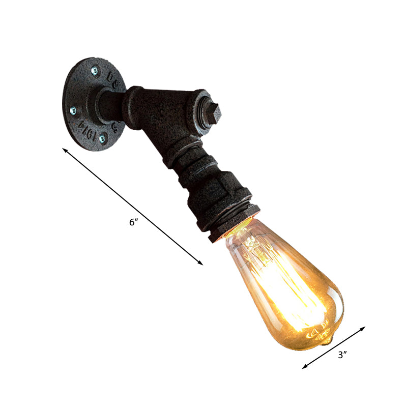 1 Head Wall Light Sconce Antique Stylish Piped Metal Mini Sconce Lighting Fixture in Rust/Black for Restaurant Clearhalo 'Art deco wall lights' 'Cast Iron' 'Glass' 'Industrial wall lights' 'Industrial' 'Middle century wall lights' 'Modern' 'Rustic wall lights' 'Tiffany' 'Traditional wall lights' 'Wall Lamps & Sconces' 'Wall Lights' Lighting' 144821