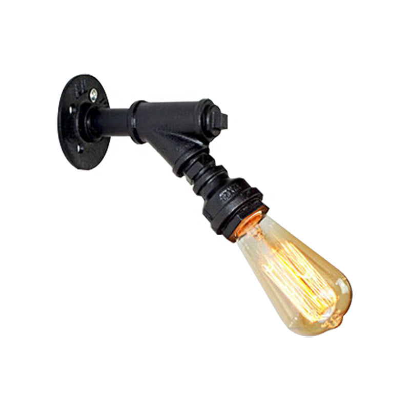 1 Head Wall Light Sconce Antique Stylish Piped Metal Mini Sconce Lighting Fixture in Rust/Black for Restaurant Clearhalo 'Art deco wall lights' 'Cast Iron' 'Glass' 'Industrial wall lights' 'Industrial' 'Middle century wall lights' 'Modern' 'Rustic wall lights' 'Tiffany' 'Traditional wall lights' 'Wall Lamps & Sconces' 'Wall Lights' Lighting' 144823