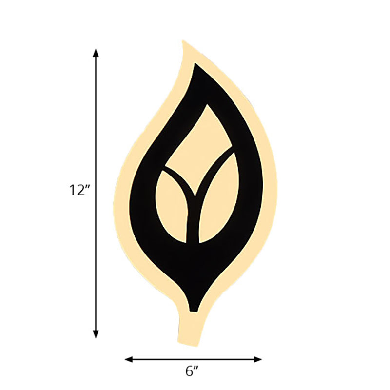 LED Bedroom Sconce Light Fixture with Leaf Acrylic Shade Black/White Wall Lamp in Warm/White Light Clearhalo 'Cast Iron' 'Glass' 'Industrial' 'Modern wall lights' 'Modern' 'Tiffany' 'Traditional wall lights' 'Wall Lamps & Sconces' 'Wall Lights' Lighting' 144858