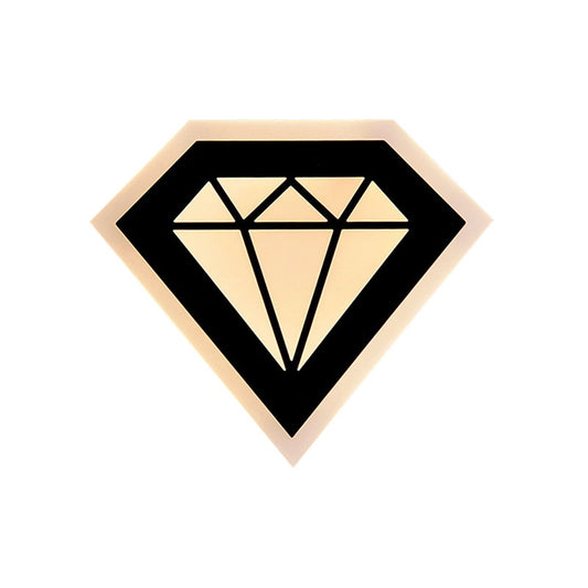 Acrylic Diamond Bedside Wall Lamp Contemporary LED Black/White Sconce Light Fixture in Warm/White Light Clearhalo 'Cast Iron' 'Glass' 'Industrial' 'Modern wall lights' 'Modern' 'Tiffany' 'Traditional wall lights' 'Wall Lamps & Sconces' 'Wall Lights' Lighting' 144864