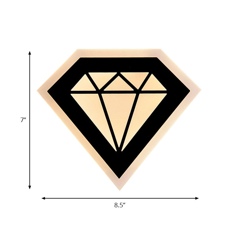 Acrylic Diamond Bedside Wall Lamp Contemporary LED Black/White Sconce Light Fixture in Warm/White Light Clearhalo 'Cast Iron' 'Glass' 'Industrial' 'Modern wall lights' 'Modern' 'Tiffany' 'Traditional wall lights' 'Wall Lamps & Sconces' 'Wall Lights' Lighting' 144865