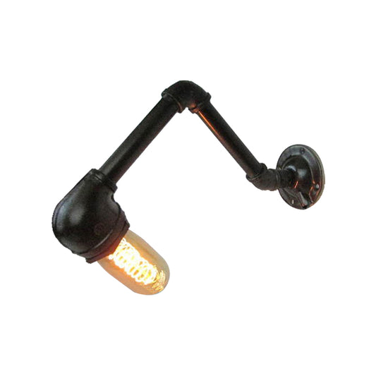 Black Finish 1 Bulb Wall Light Fixture Industrial Style Metal Piped Wall Sconce for Living Room Clearhalo 'Art deco wall lights' 'Cast Iron' 'Glass' 'Industrial wall lights' 'Industrial' 'Middle century wall lights' 'Modern' 'Rustic wall lights' 'Tiffany' 'Traditional wall lights' 'Wall Lamps & Sconces' 'Wall Lights' Lighting' 144878