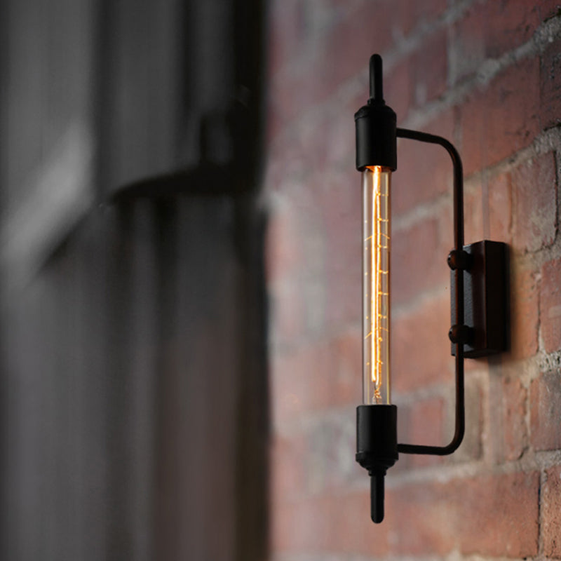 Metal Linear Small Wall Light 1 Light Modern Stylish Sconce Light in Black for Front Door - Black - Clearhalo - 'Cast Iron' - 'Glass' - 'Industrial' - 'Modern wall lights' - 'Modern' - 'Tiffany' - 'Traditional wall lights' - 'Wall Lamps & Sconces' - 'Wall Lights' - Lighting' - 144927