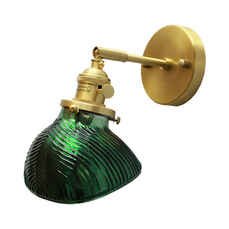 Rotatable Adult Bedroom Sconce Lamp Metal Single Light Green and Brass Wall Lamp Clearhalo 'Cast Iron' 'Glass' 'Industrial' 'Modern wall lights' 'Modern' 'Tiffany' 'Traditional wall lights' 'Wall Lamps & Sconces' 'Wall Lights' Lighting' 144934