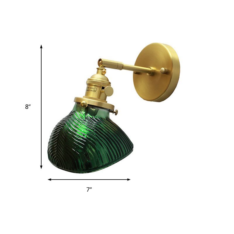 Rotatable Adult Bedroom Sconce Lamp Metal Single Light Green and Brass Wall Lamp Clearhalo 'Cast Iron' 'Glass' 'Industrial' 'Modern wall lights' 'Modern' 'Tiffany' 'Traditional wall lights' 'Wall Lamps & Sconces' 'Wall Lights' Lighting' 144935