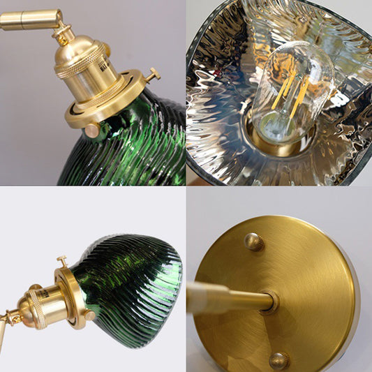 Rotatable Adult Bedroom Sconce Lamp Metal Single Light Green and Brass Wall Lamp Clearhalo 'Cast Iron' 'Glass' 'Industrial' 'Modern wall lights' 'Modern' 'Tiffany' 'Traditional wall lights' 'Wall Lamps & Sconces' 'Wall Lights' Lighting' 144936