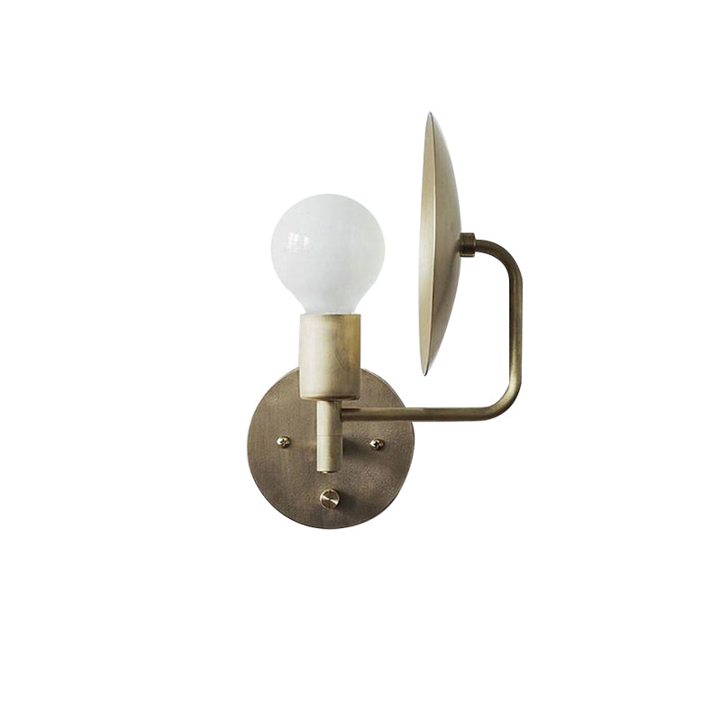 1 Light Saucer Wall Light Contemporary Metal Sconce Lighting in Brass for Bookstore Market Clearhalo 'Cast Iron' 'Glass' 'Industrial' 'Modern wall lights' 'Modern' 'Tiffany' 'Traditional wall lights' 'Wall Lamps & Sconces' 'Wall Lights' Lighting' 144939