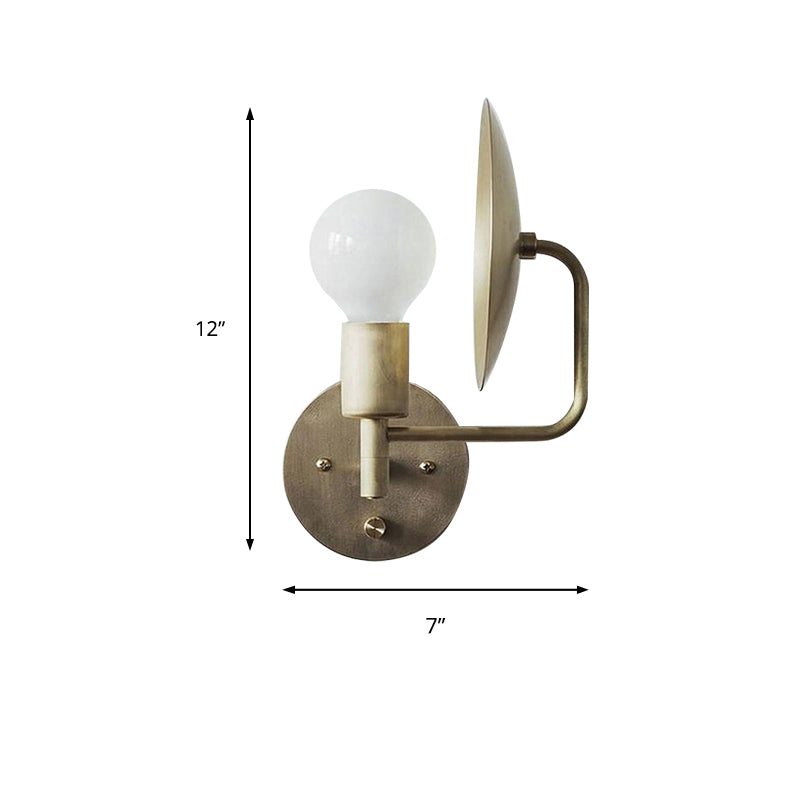 1 Light Saucer Wall Light Contemporary Metal Sconce Lighting in Brass for Bookstore Market Clearhalo 'Cast Iron' 'Glass' 'Industrial' 'Modern wall lights' 'Modern' 'Tiffany' 'Traditional wall lights' 'Wall Lamps & Sconces' 'Wall Lights' Lighting' 144940