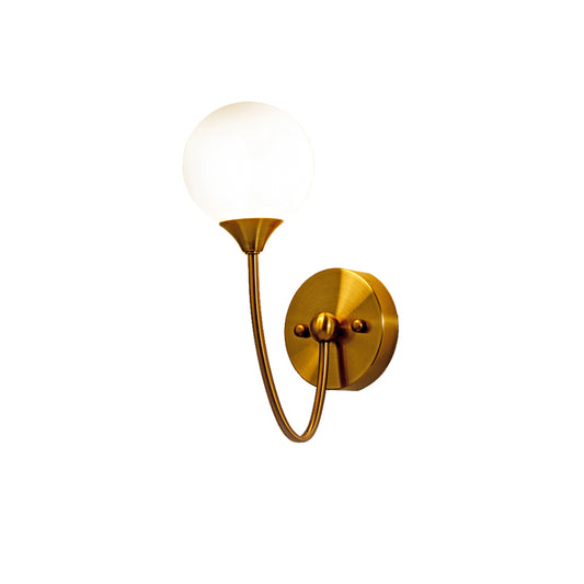 Elegant Stylish Ball Shade Wall Light 1/2 Lights Milk Glass Wall Sconce in Gold for Mirror Living Room Clearhalo 'Cast Iron' 'Glass' 'Industrial' 'Modern wall lights' 'Modern' 'Tiffany' 'Traditional wall lights' 'Wall Lamps & Sconces' 'Wall Lights' Lighting' 144950