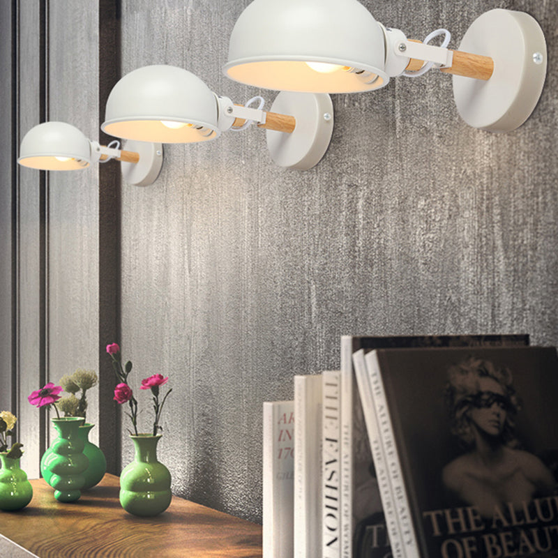 Office Showroom Domed Wall Light Angle Adjustable Metal 1 Light Nordic Style Wall Lamp in White White Clearhalo 'Cast Iron' 'Glass' 'Industrial' 'Modern' 'Tiffany' 'Traditional wall lights' 'Wall Lamps & Sconces' 'Wall Lights' Lighting' 144977
