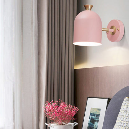 Macaron Cup Shade Wall Light Aluminum 1 Light Candy Colored Sconce Lamp for Dining Room Pink Clearhalo 'Cast Iron' 'Glass' 'Industrial' 'Modern wall lights' 'Modern' 'Tiffany' 'Traditional wall lights' 'Wall Lamps & Sconces' 'Wall Lights' Lighting' 145021