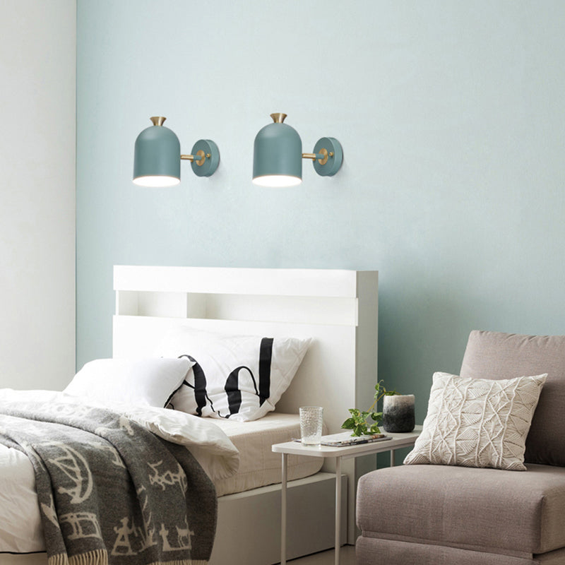 Macaron Cup Shade Wall Light Aluminum 1 Light Candy Colored Sconce Lamp for Dining Room Green Clearhalo 'Cast Iron' 'Glass' 'Industrial' 'Modern wall lights' 'Modern' 'Tiffany' 'Traditional wall lights' 'Wall Lamps & Sconces' 'Wall Lights' Lighting' 145031