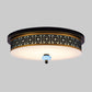16"/19.5" W Black-Gold LED Flush Mount Countryside Opal Glass Drum Ceiling Light Fixture for Dining Hall Clearhalo 'Ceiling Lights' 'Close To Ceiling Lights' 'Close to ceiling' 'Flush mount' Lighting' 1450752