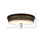 16"/19.5" W Black-Gold LED Flush Mount Countryside Opal Glass Drum Ceiling Light Fixture for Dining Hall Clearhalo 'Ceiling Lights' 'Close To Ceiling Lights' 'Close to ceiling' 'Flush mount' Lighting' 1450754