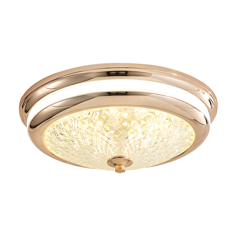 Retro Style Cover Lid Ceiling Lamp Lattice Glass LED Flush Mount Fixture in Black/Gold, 16"/19.5" W Clearhalo 'Ceiling Lights' 'Close To Ceiling Lights' 'Close to ceiling' 'Flush mount' Lighting' 1450793