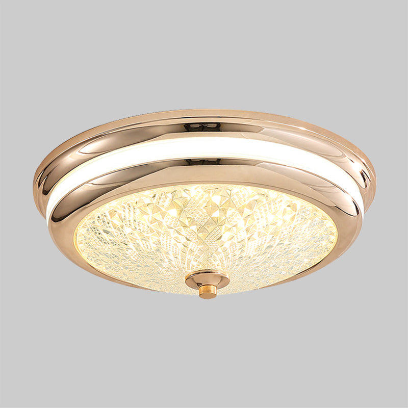 Retro Style Cover Lid Ceiling Lamp Lattice Glass LED Flush Mount Fixture in Black/Gold, 16"/19.5" W Clearhalo 'Ceiling Lights' 'Close To Ceiling Lights' 'Close to ceiling' 'Flush mount' Lighting' 1450794